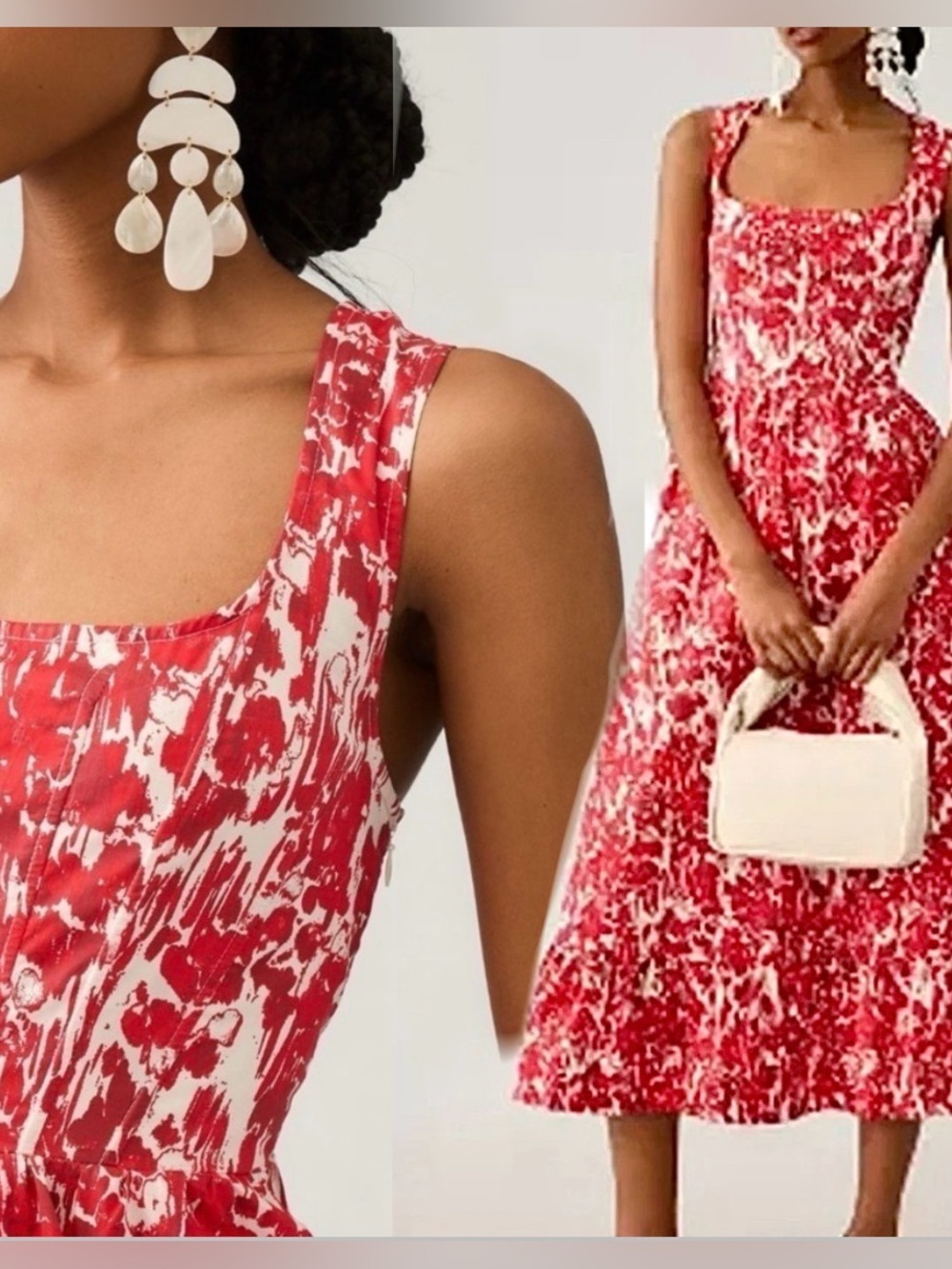 Aureta Square-Neck Corset A-Line Dress | Anthropologie size Large NWT